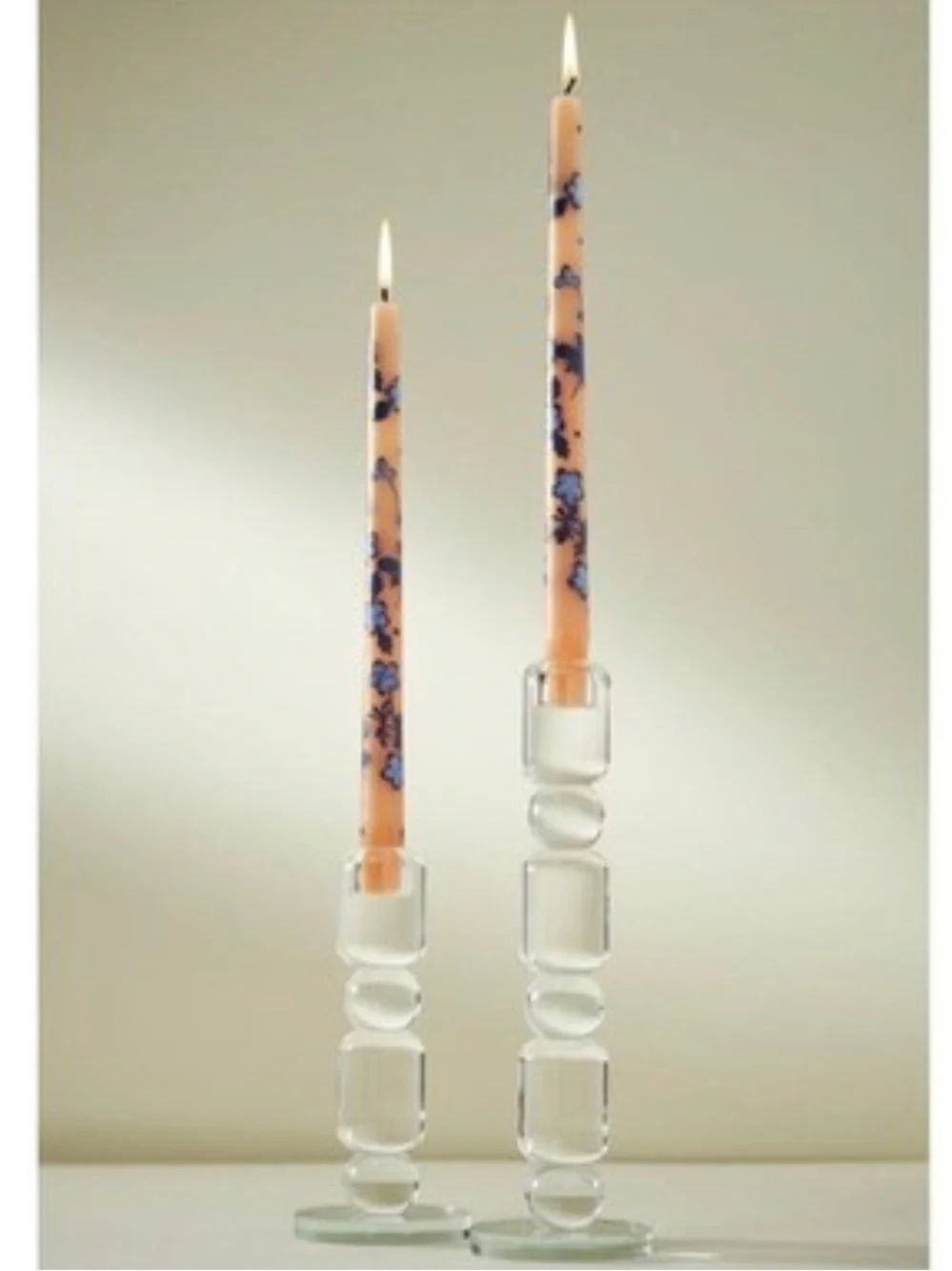 Floral Coral/Blue Hand Painted Taper Candles from Anthropologie.